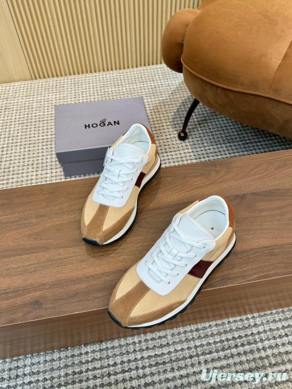 2025 Men HOGAN Beige White Burgundy Suede Leather Sneakers