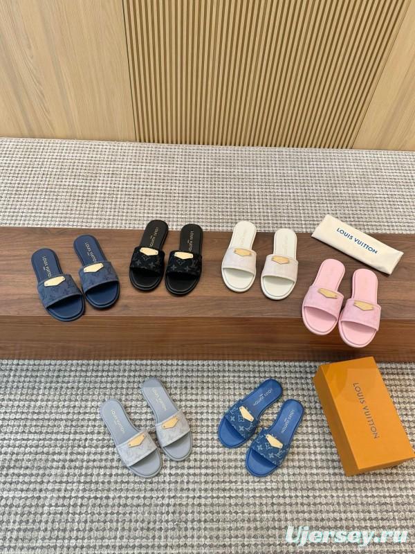 2025 LV Blue Leather Slippers LY00200