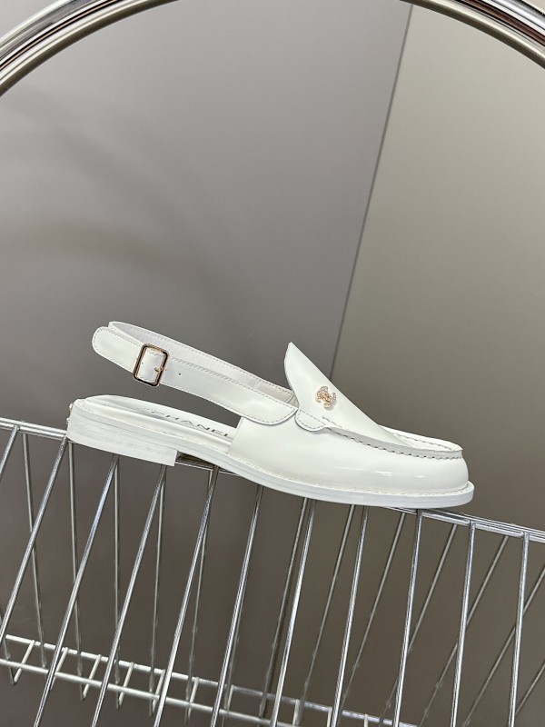 2025 Women Chanel White Leather Loafers