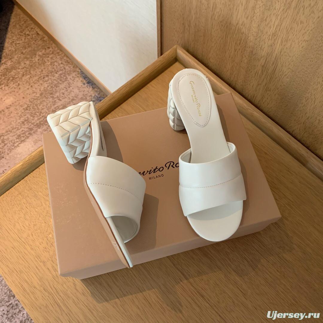 2025 Women Gianvito Rossi White Leather Slippers KFY00260