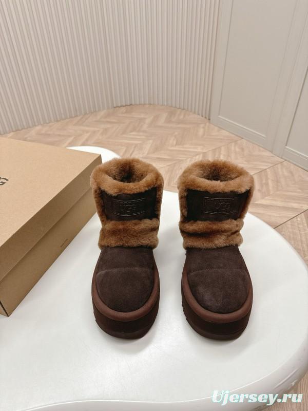 2024 Women UGG Brown Sheepskin Snow Boots MJ00320