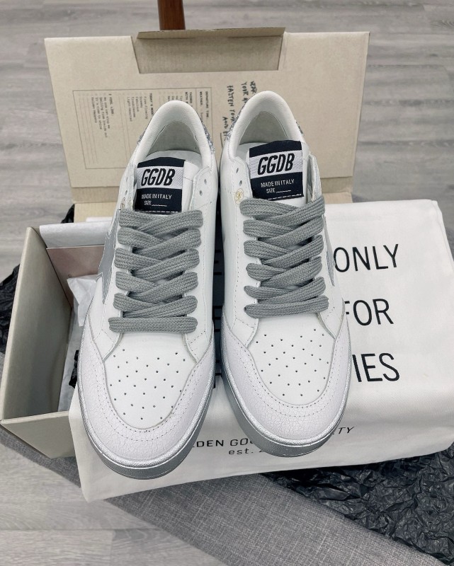 2024 Unisex GGDB White Silver Leather Sneakers MJ00260