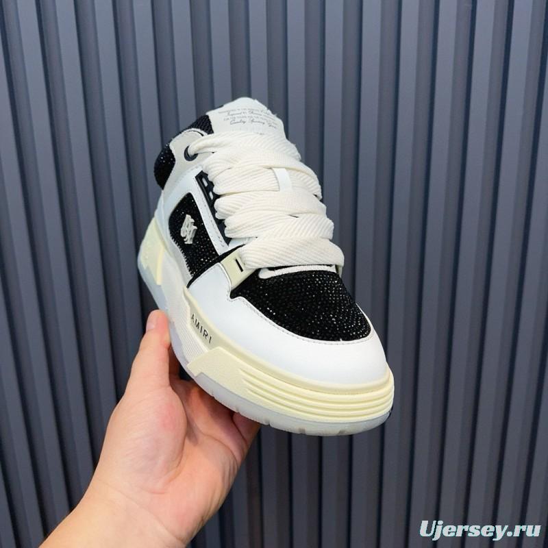 2024 Unisex Amiri Black White Leather Sneakers MJ00410