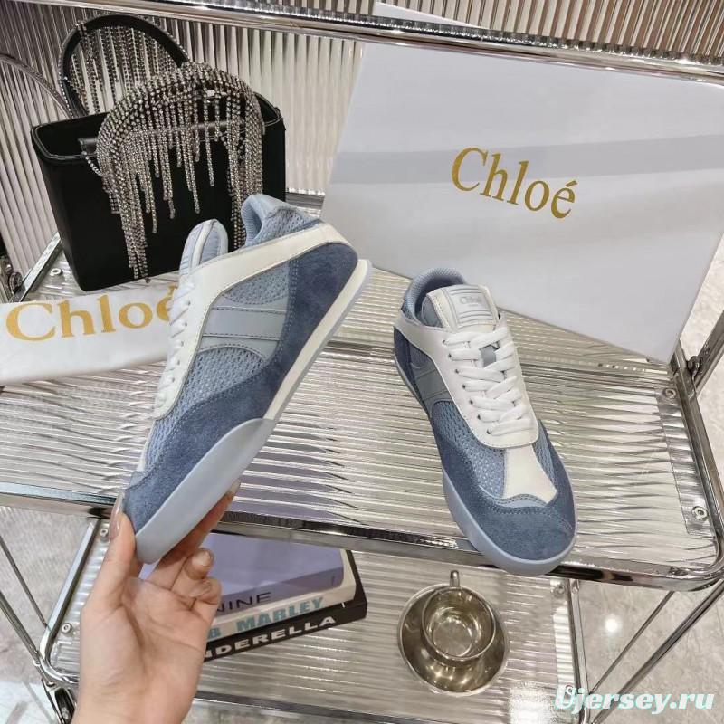 2025 Women Chloé Blue White Suede Leather Casual Sneakers LY00280