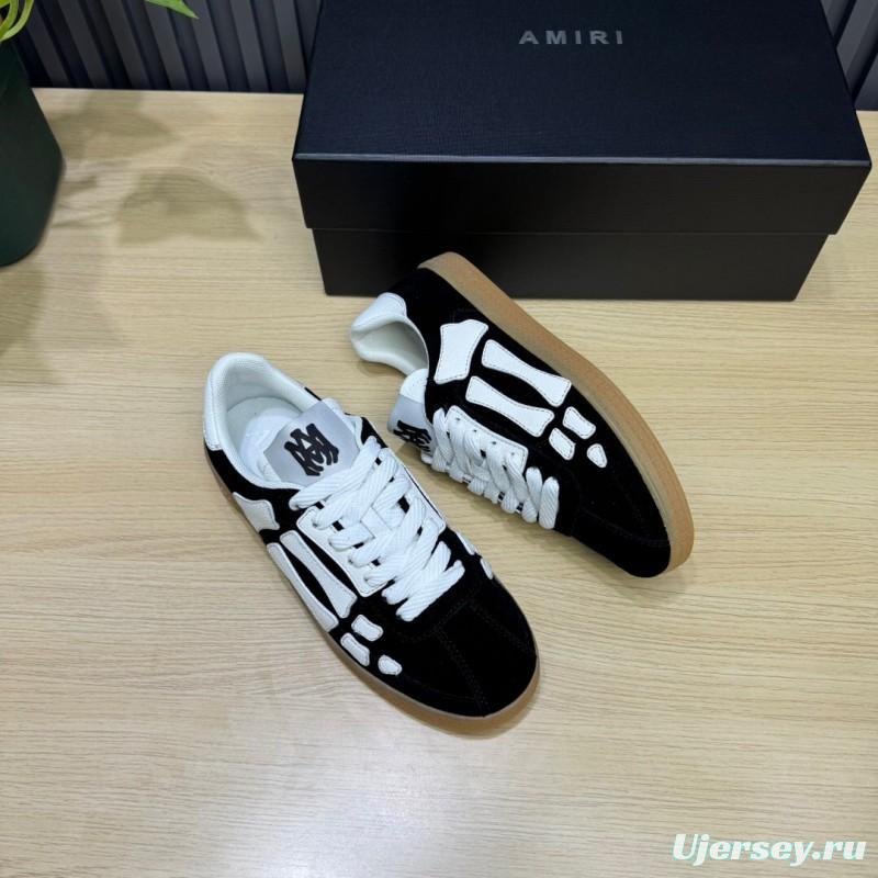 2025 Unisex Amiri Black White Leather Suede Sneakers Skeleton Design LY00280