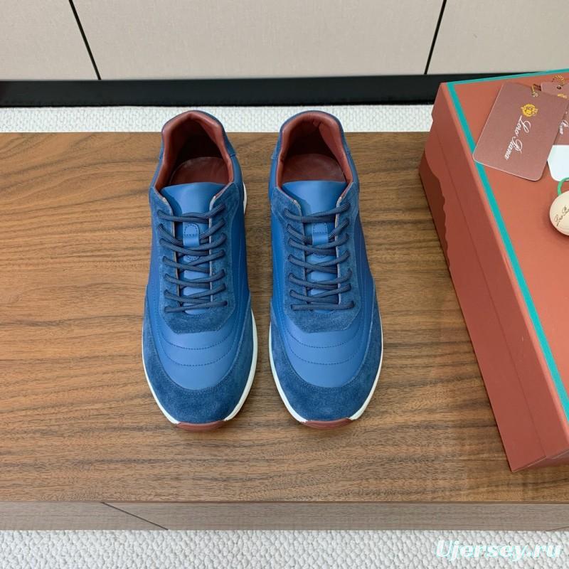 2025 Unisex Le Parmentier Blue Brown Suede Leather Sneakers LY