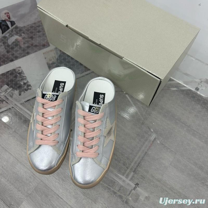 2025 GGDB White Silver Beige Leather Suede Star Sneakers Mule