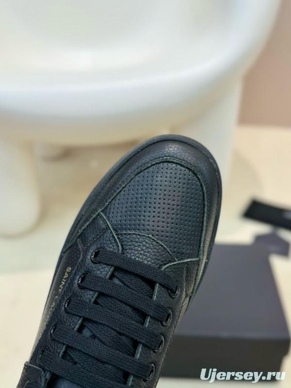 2024 Unisex Yves Saint Laurent Black Gold Leather Casual Shoes Laser Cut MJ00350