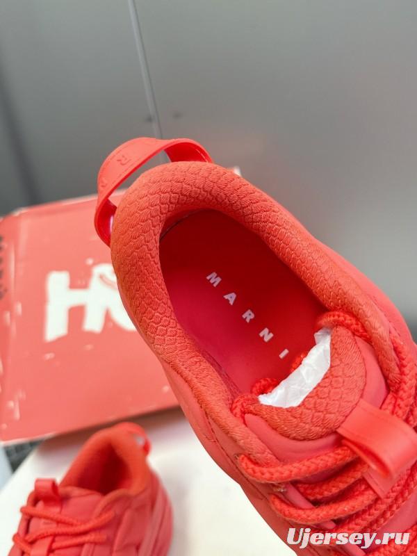 2025 Women Marni Red Fabric Sneakers