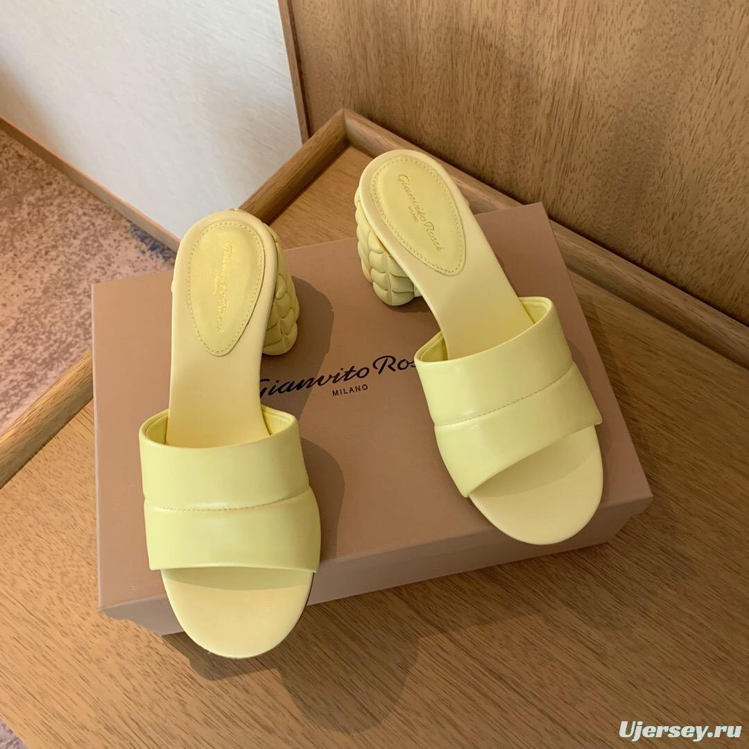 2025 Gianvito Rossi Yellow Leather Slippers KFY00260