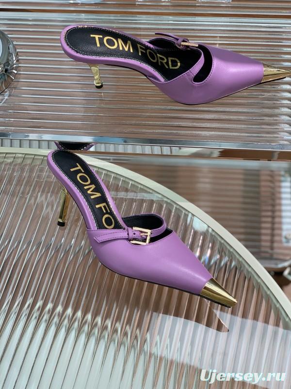 2025 Women TOM FORD Purple Gold Leather Mules