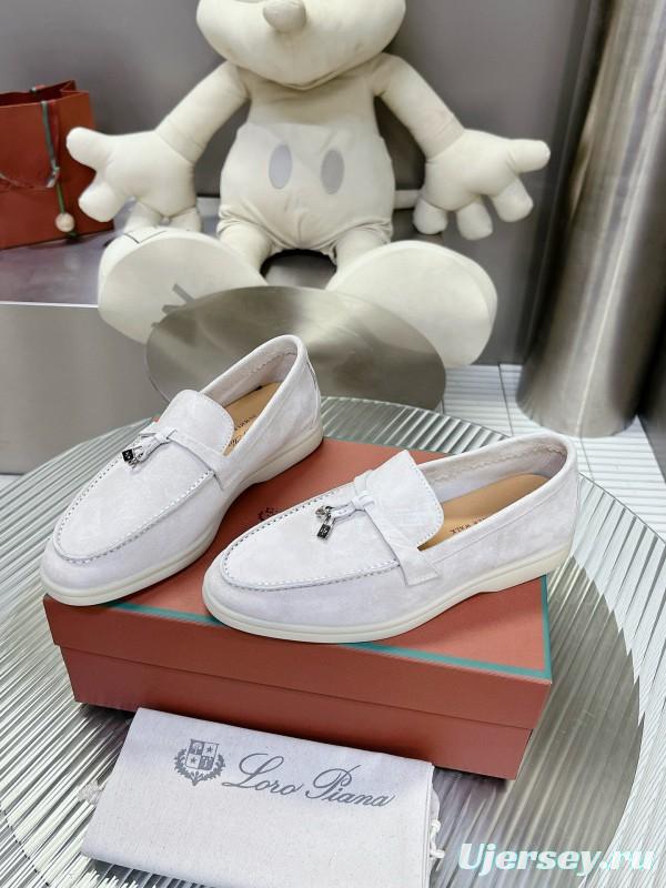 2024 Unisex Le Parmentier White Suede Loafers MJ00270