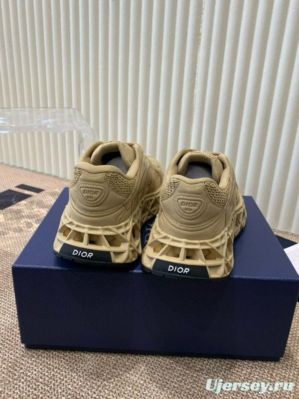 2024 Unisex Dior beige mesh leather sneakers MJ00400