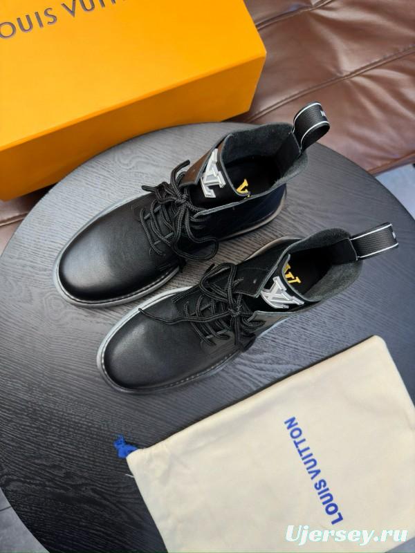 2024 Men Louis Vuitton Black Calf Leather Casual High Top MJ00440