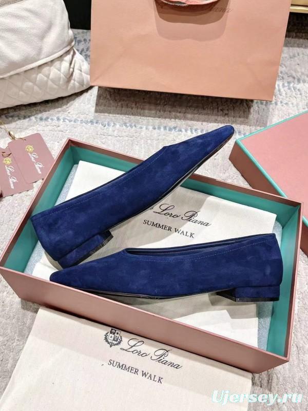 2025 Women LP Navy Suede Ballet Flats