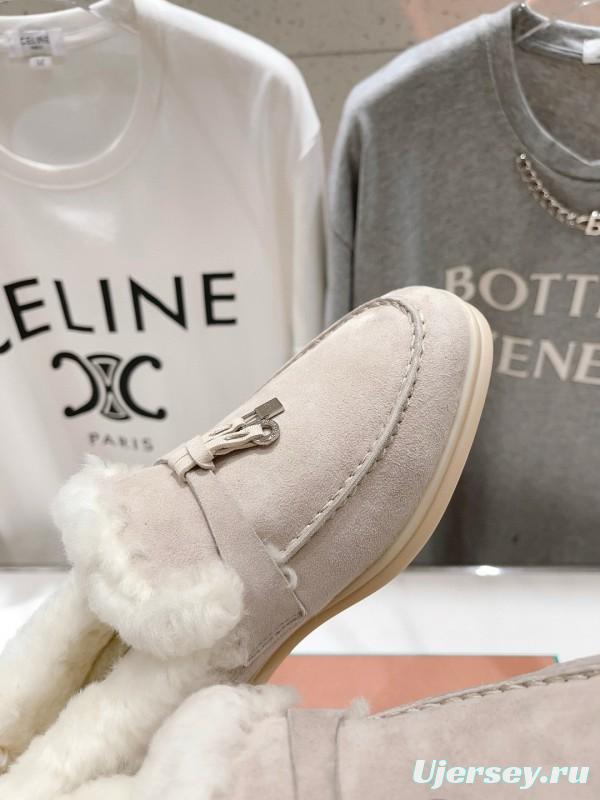 2024 Women LP white suede shearling loafers MJ00300F