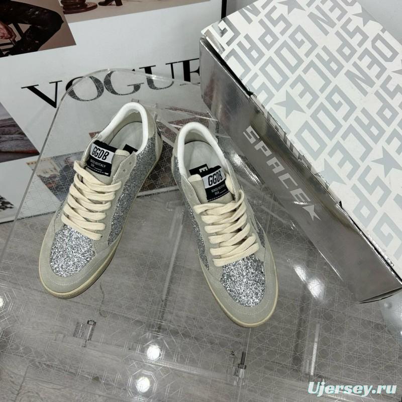 2024 Unisex GGDB Silver Grey Suede Glitter Low Top Sneakers MJ00260