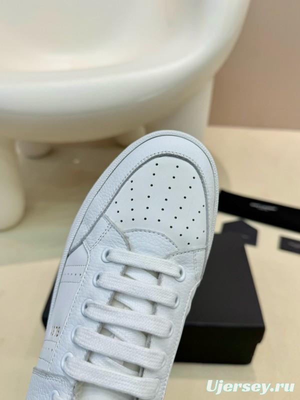2024 Unisex Yves Saint Laurent White Silk Leather Sneakers SL61 MJ00350