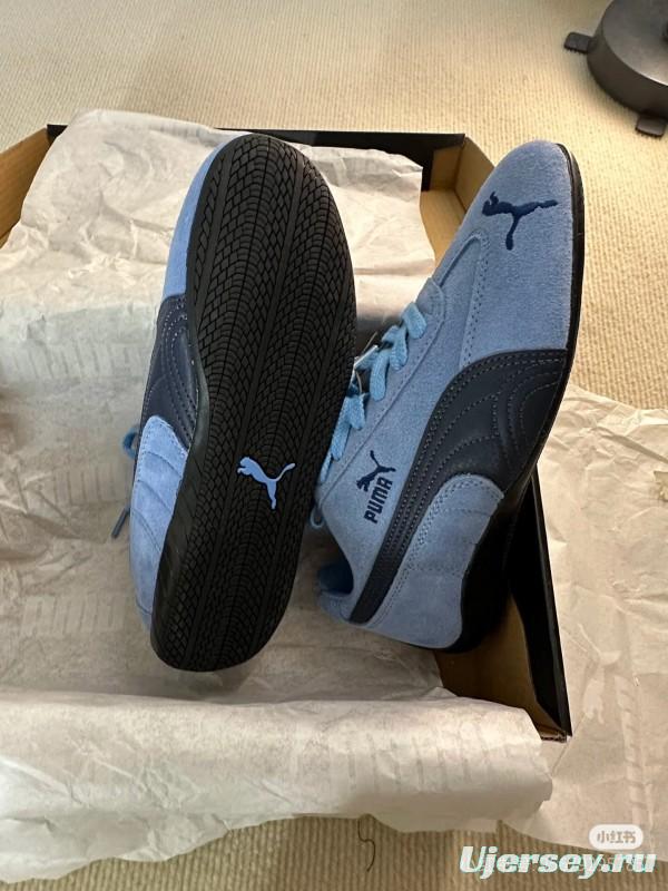 2025 Women Puma Light Blue Black Suede Casual Sneakers KFY00260
