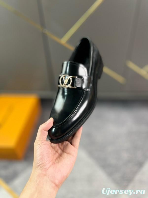 2024 Men Louis Vuitton Black Leather Dress Shoes MJ00290