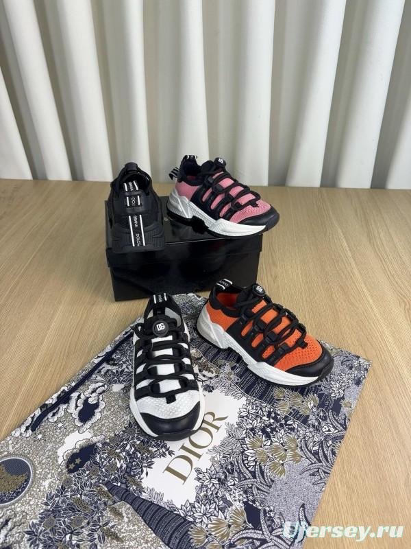 2024 Kids Dolce & Gabbana Black Orange White Pink Fabric Sneakers