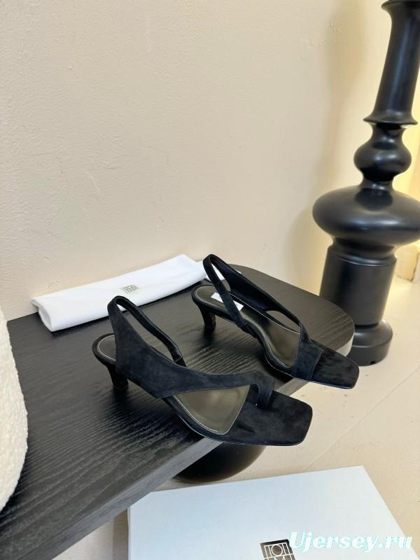 2025 Women Toteme Black Suede Slingback Sandals