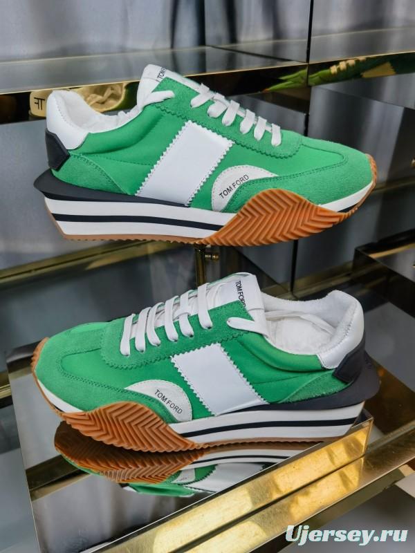 2025 Unisex TOM FORD Green White Suede Leather Sneakers LY00360(F)/LY00370(M)