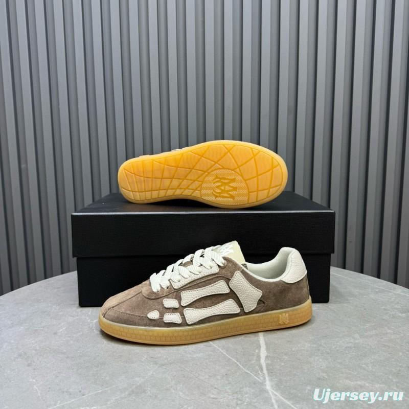 2024 Unisex Amiri Beige White Suede Leather Sneakers MJ00300