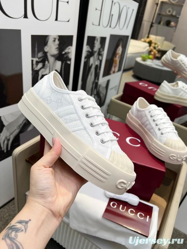 2025 Women Gucci White Canvas Sneakers