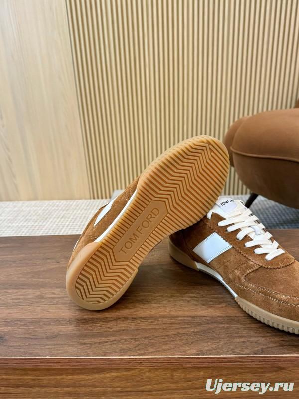 2025 Men TOM FORD Brown White Suede Leather Casual Shoes LY00360