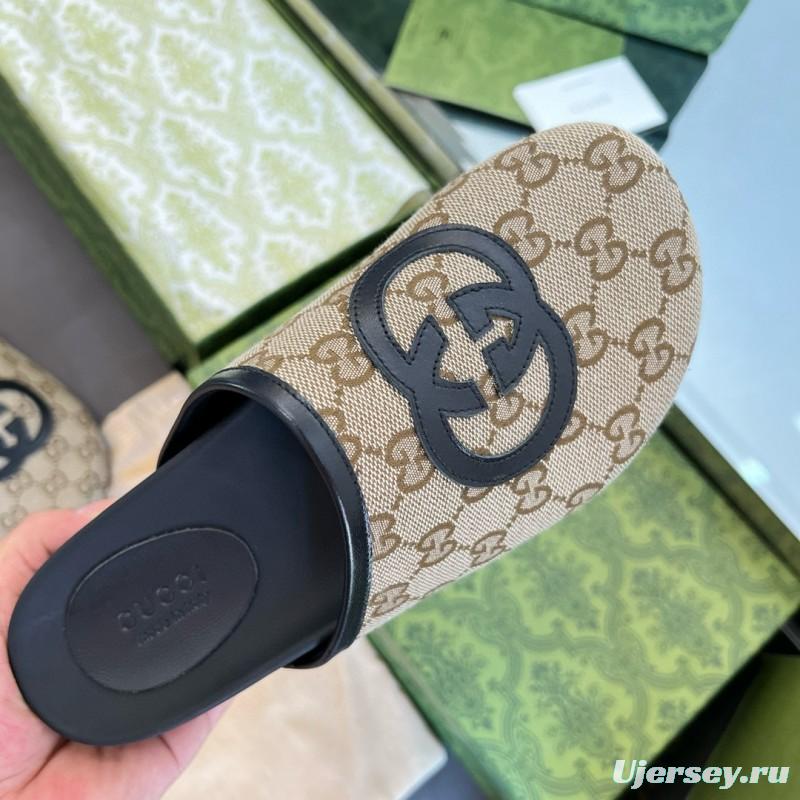 2024 Slippers Gucci beige black fabric mule MJ00280