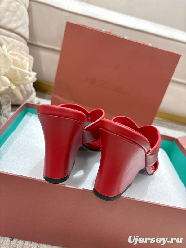 2025 Women Le Parmentier Red Leather Slippers LY00300