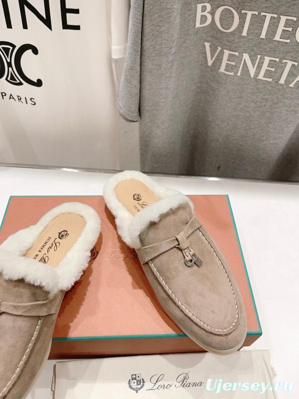 2024 Slippers LP Beige Suede Shearling