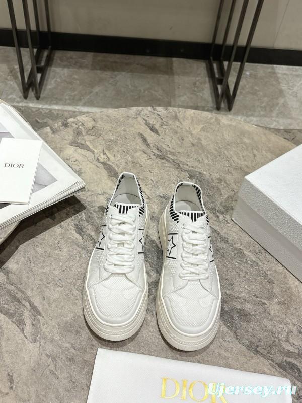 2025 Women Dior White Leather Sneakers Star Detailing KFY00330