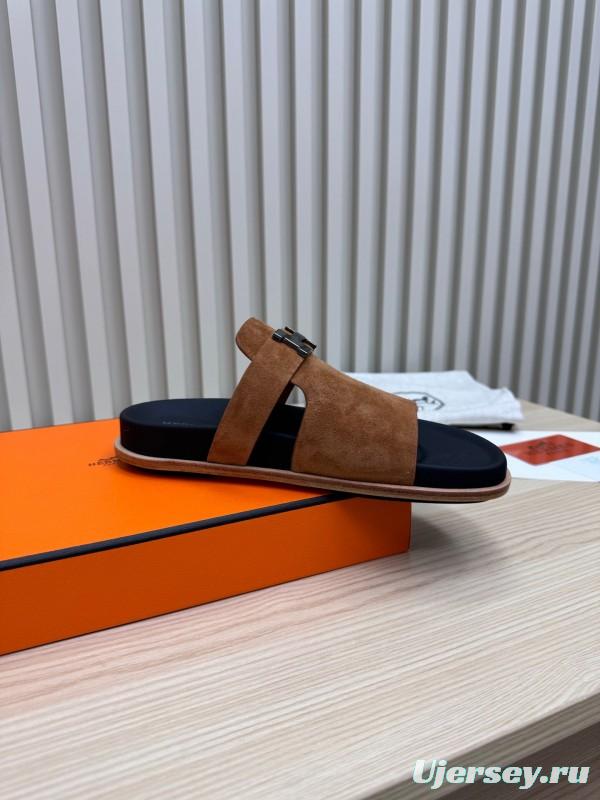 2025 Slippers Hermès Brown Suede Slippers