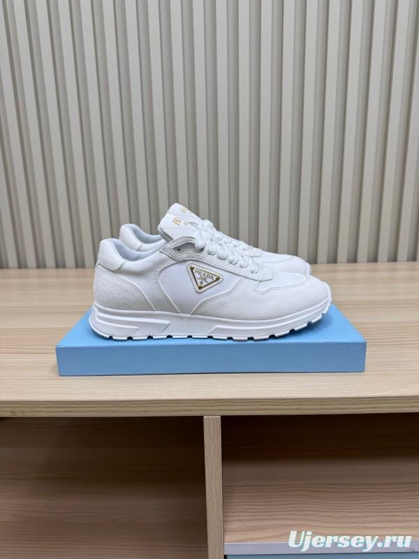 2025 Women Prada White Leather Sneakers
