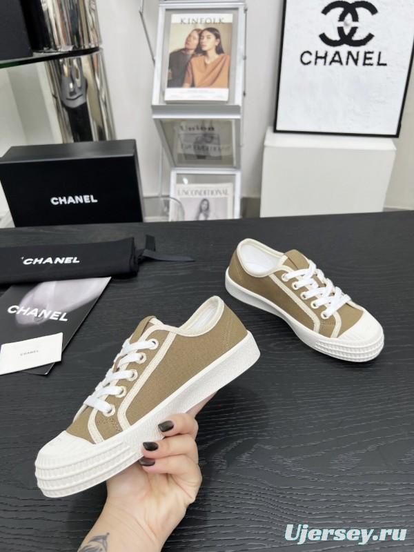 2025 Women Chanel Brown Canvas Sneakers LY00230