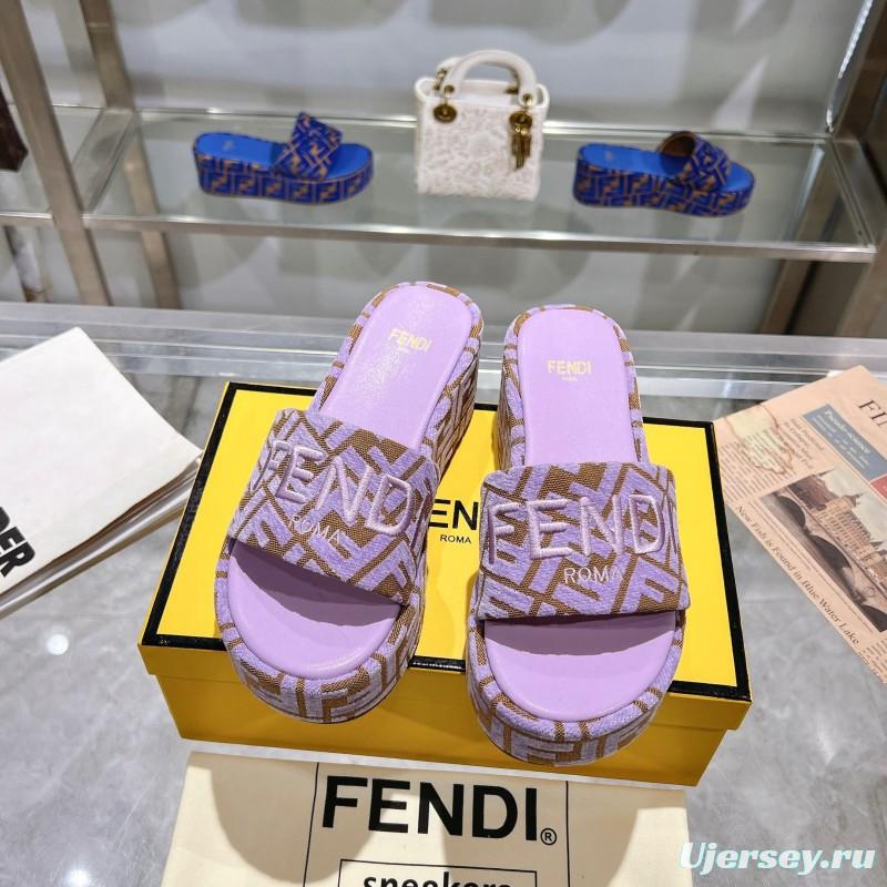 2025 Fendi Pink Canvas Slippers KFY00240