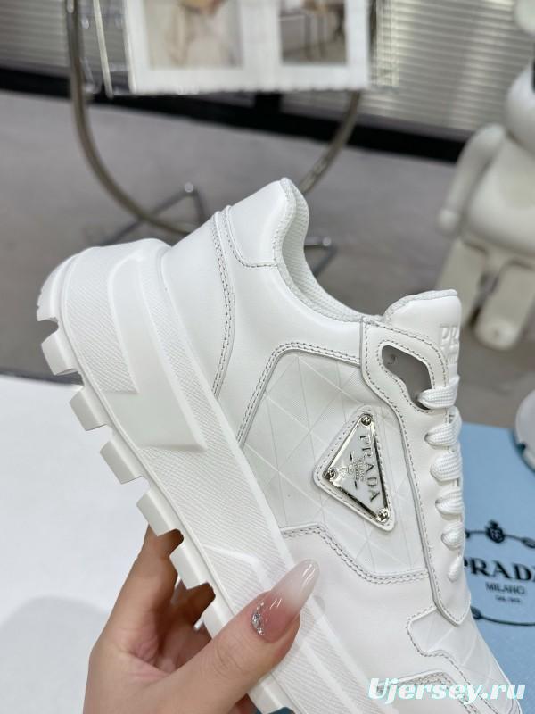2025 Unisex Prada White Leather Sneakers