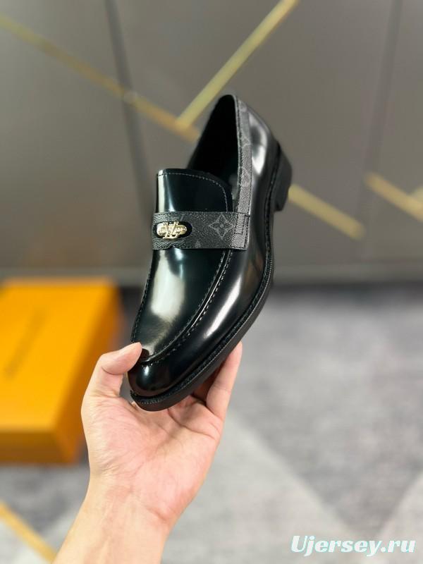 2024 Men Louis Vuitton Black Leather Formal Shoes MJ00290