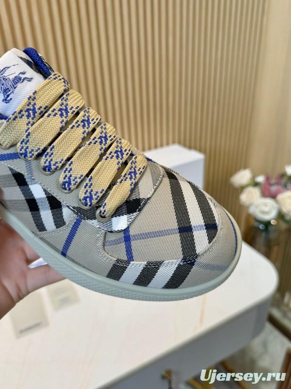 2024 Men Burberry Beige Black Cotton Casual Shoes MJ00320