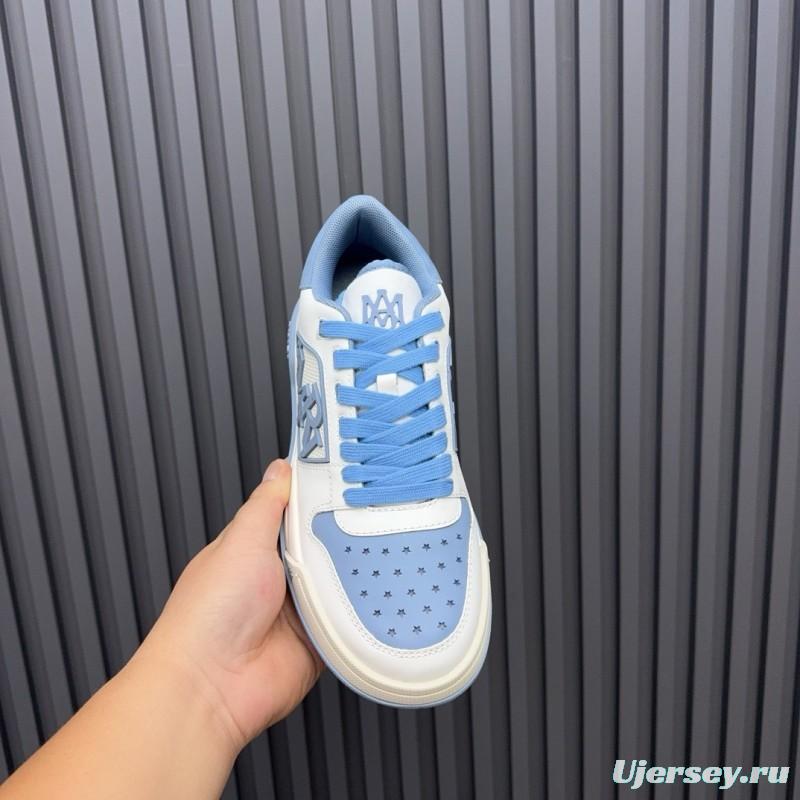 2025 Unisex Amiri White Light Blue Leather Sneakers MJ00360