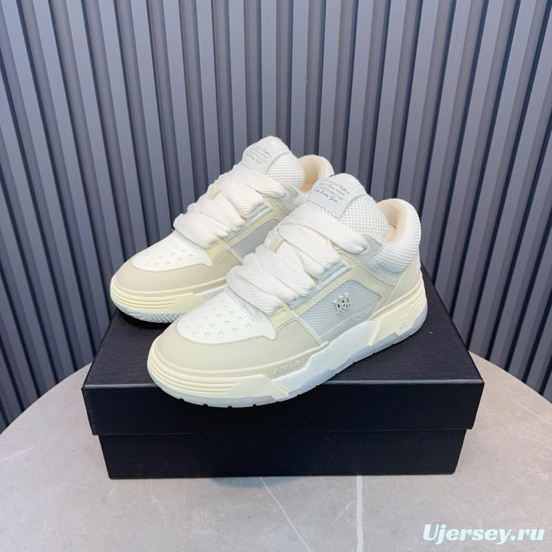 2024 Unisex Amiri White Mesh Leather Sneakers MJ00360