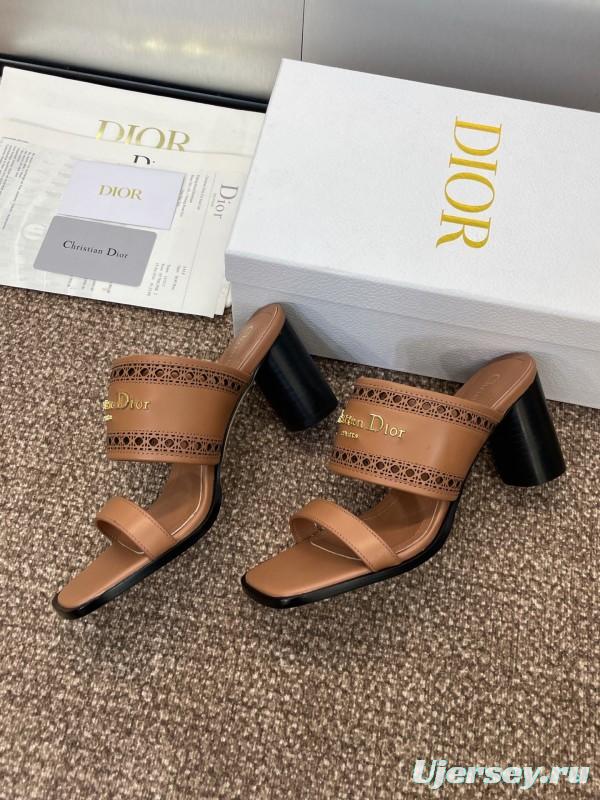 2025 Women Dior Brown Leather Sandals