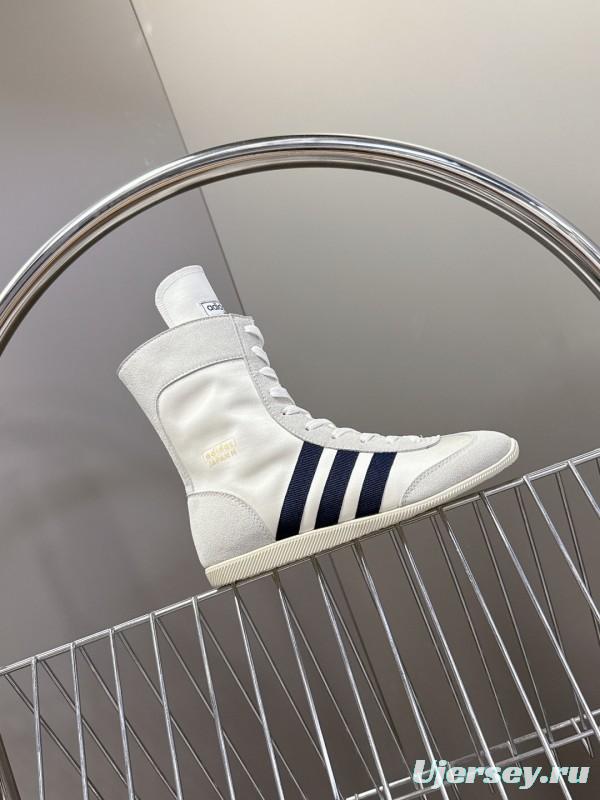 2025 Unisex Adidas White High-Top Sneakers Suede And Fabric Retro Design Original Sole KFY00320
