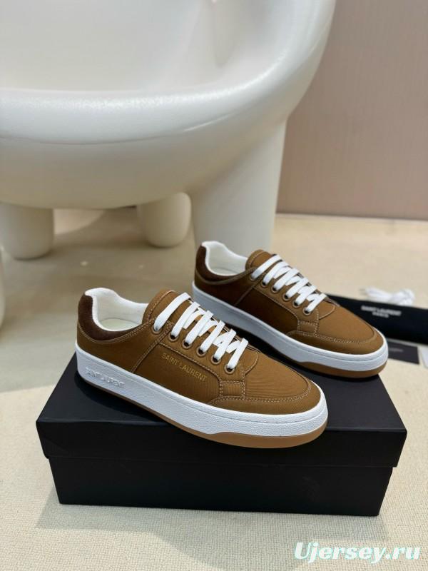 2024 Unisex Yves Saint Laurent Brown Canvas Leather Casual Sneakers