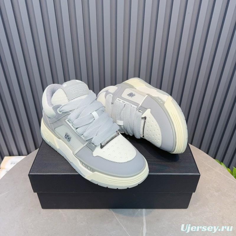 2024 Unisex Amiri Grey White Leather Suede Sneakers MJ00360