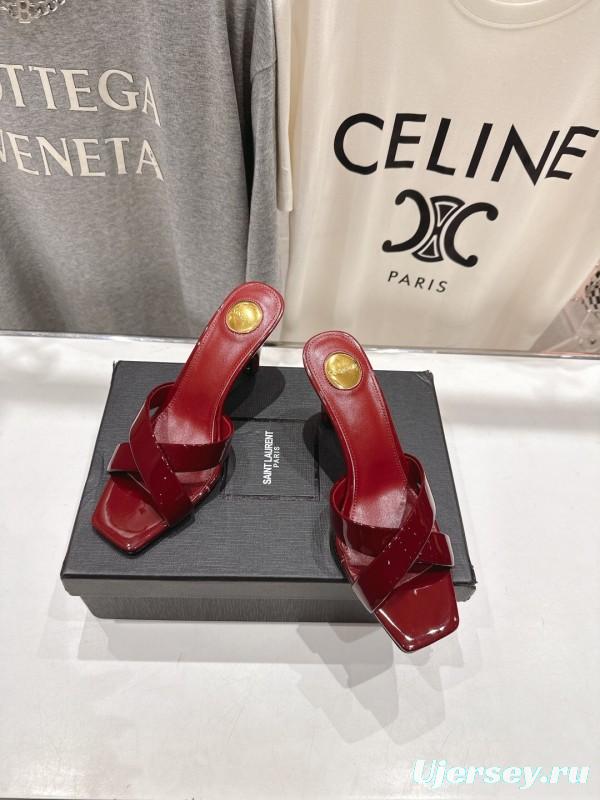 2025/Women Yves Saint Laurent Red Patent Leather Elegant High Heel Sandals LY00360(F)
