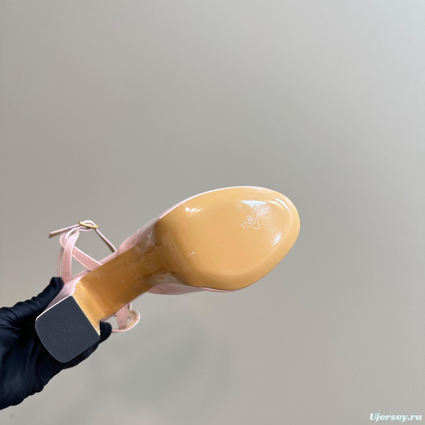 2025 Women Gucci Pink Patent Leather Platform Sandals