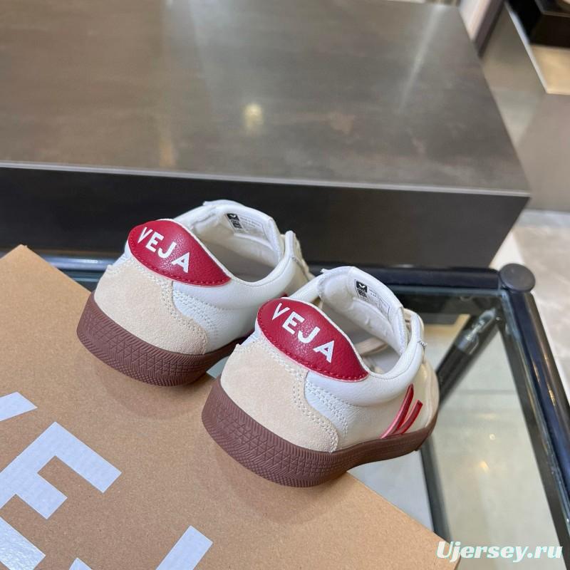2025 Women VEJA White Red Suede Leather Low Top Sneakers